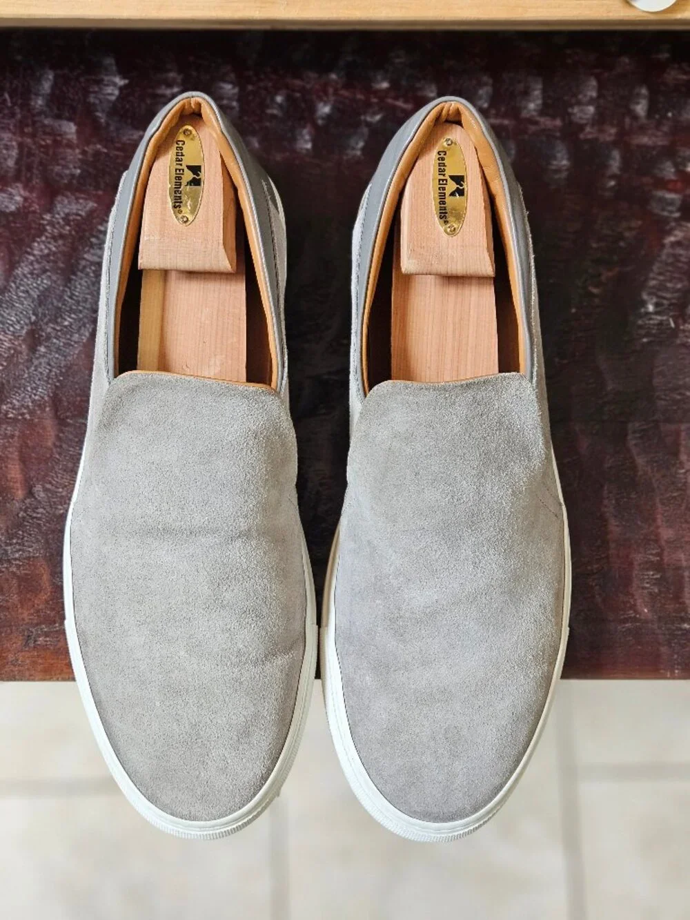 M. Gemi Men's Suede/Leather Loafers, Gray, Sz EU 46 (US 12.5/13)